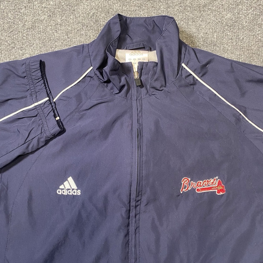 Vintage Y2K Atlanta Braves Adidas Full Zip Track Jacket Mens Large Mesh Lined